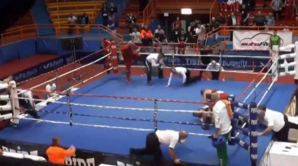 Boxer Vido Loncar attacks referee after losing fight